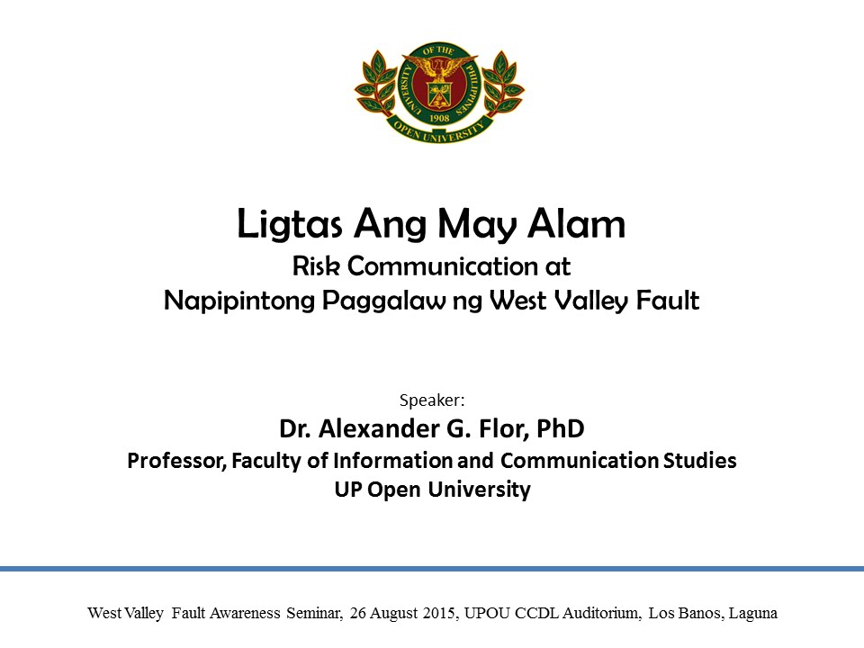 Ligtas ang May Alam: West Valley Fault | Dr. Alexander G. Flor, PhD