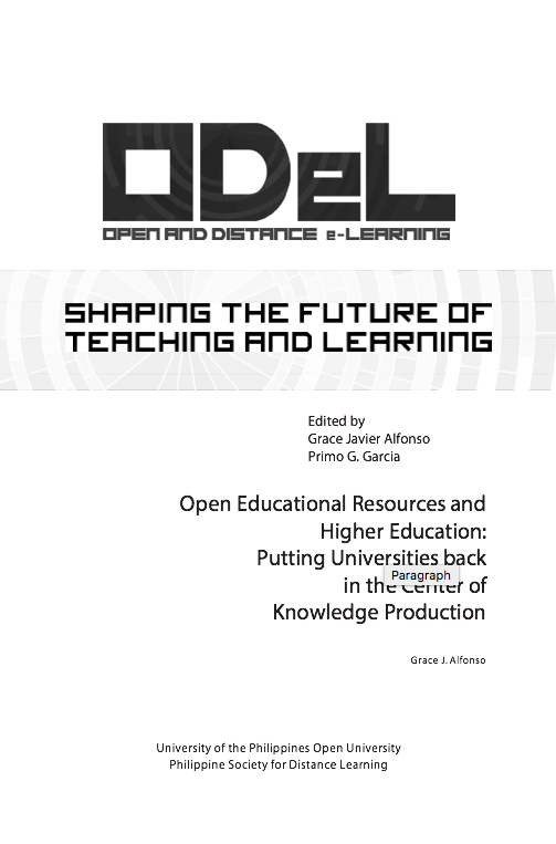 Open Educational Resources and Higher Education: Putting Universities back in the Center of Knowledge Production Grace J. Alfonso