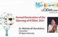 Formal Declaration of the Opening of ICODeL 2021 | Dr. Melinda dP. Bandalaria
