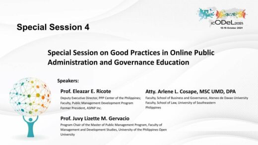 Special Session on Good Practices in Online Public Administration and Governance Education