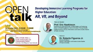 OPEN Talk – Developing Immersive Learning Programs for Higher Education: AR, VR, and Beyond