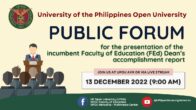 Public Forum for the Presentation of the Incumbent FEd Dean’s Accomplishment Report