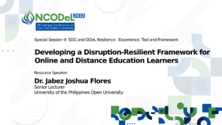 Special Session 9: SDG and ODeL Resilience - Experience, Tool and Framework | Dr. Jabez Joshua Flores
