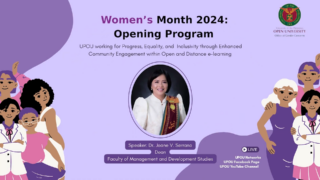 Women's Month 2024 Opening Talk - UPOU Working for Progress, Equality, and Inclusivity through Enhanced Community Engagement within Open and Distance e-Learning